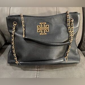 Tory Burch Black Pebbled Leather Shoulder Bag